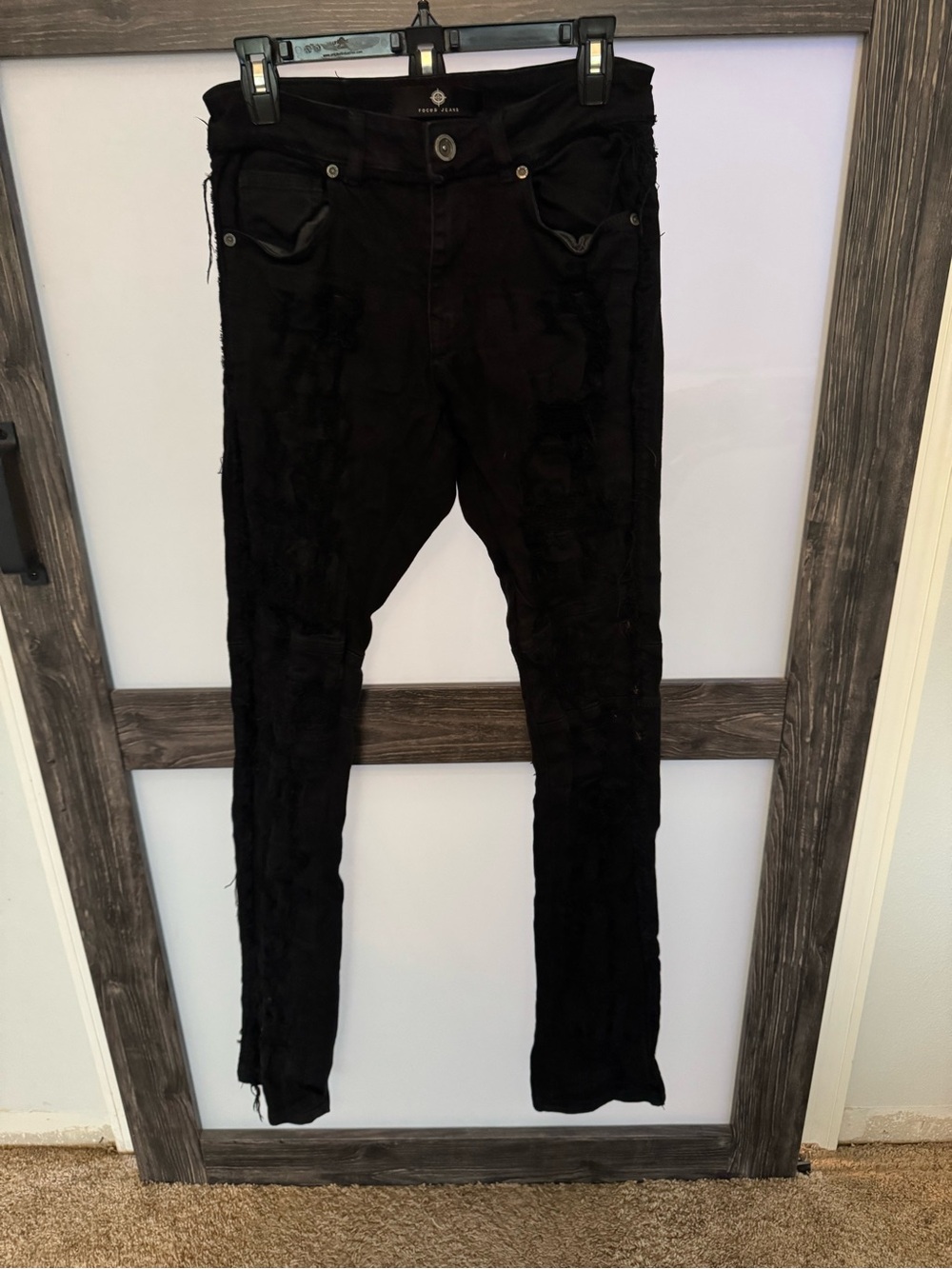 Focus Mens Super Stacked Denim Jeans (Jet Black) - Sz 30x34
